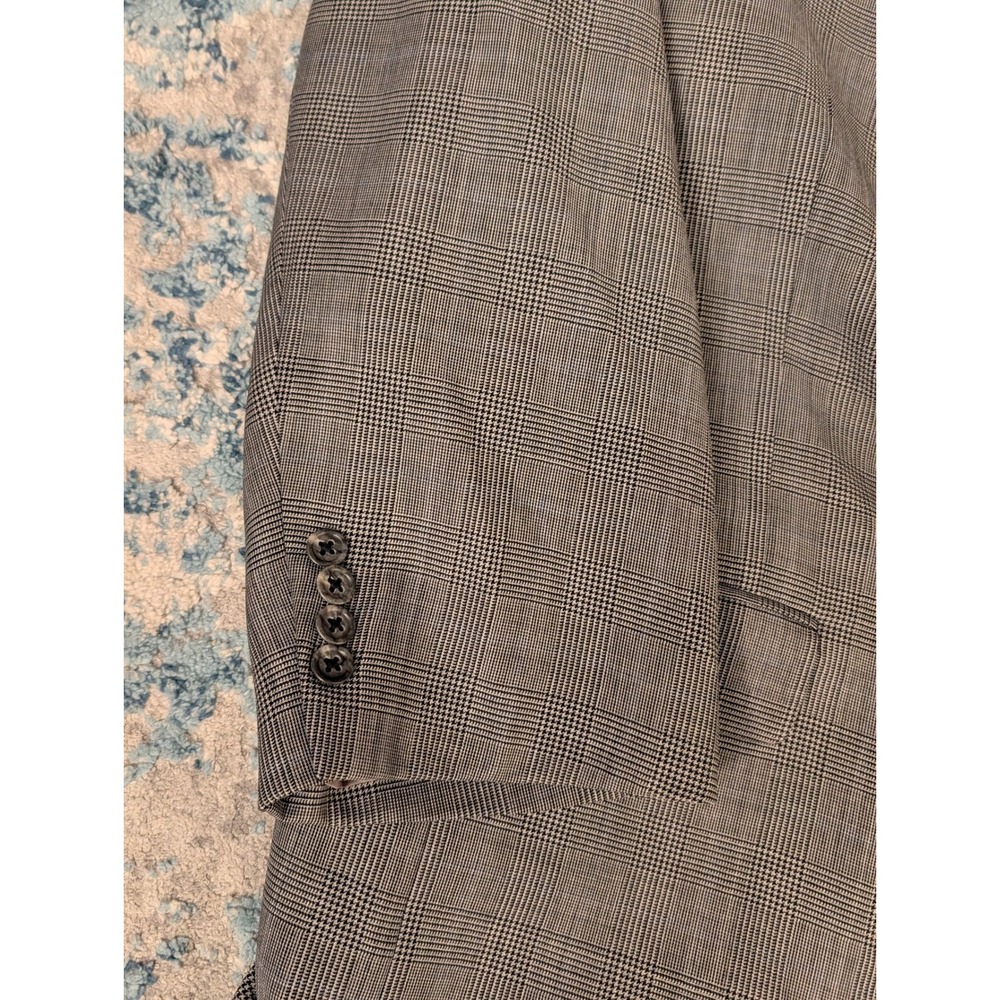 Hart Schaffner Marx Mens Glen Plaid Suit Brown 2 Button Blazer Cuffed Pants USA - Picture 8 of 11